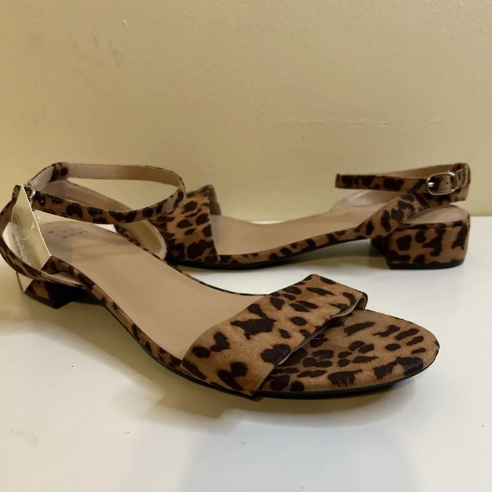 A New Day Women’s Winona Brown Leopard Print Ankle Strap Sandals FLAW - Picture 13 of 15